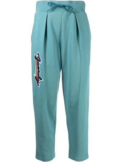 Shop Givenchy Logo Embroidered Cropped Track Pants In Blue