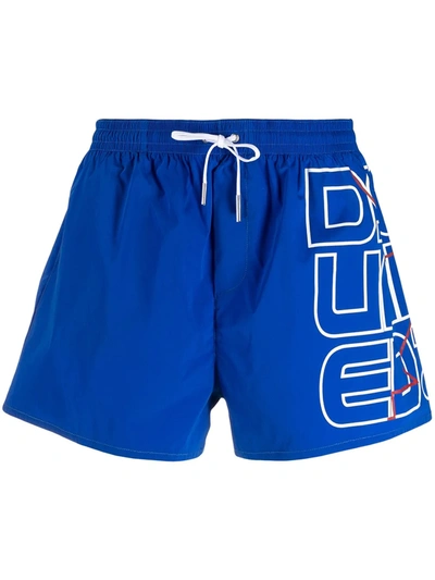Shop Dsquared2 Logo-print Swimming Shorts In Blue