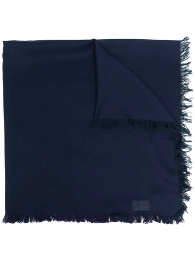 Shop Gucci Logo-print Cotton Scarf In Blue