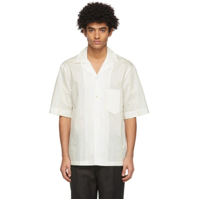 Shop Acne Studios White Striped Short Sleeve Shirt In White/vanil