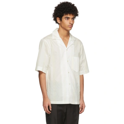 Shop Acne Studios White Striped Short Sleeve Shirt In White/vanil