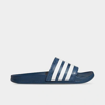 Shop Adidas Originals Adidas Men's Adilette Printed Comfort Slide Sandals In Crew Navy/white/crew Blue