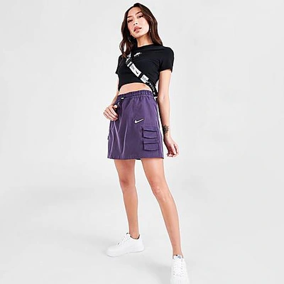 Shop Nike Women's Sportswear Swoosh Utility Skirt In Dark Raisin