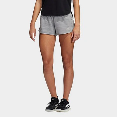 Shop Adidas Originals Adidas Women's Pacer 3-stripes Woven Heather Training Shorts In Solid Grey/solid Grey