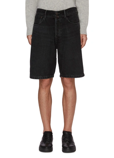 Shop Acne Studios Belted Denim Shorts In Black