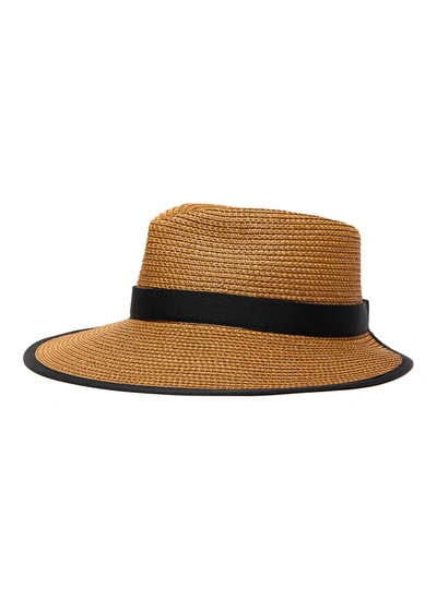 Shop Eric Javits Sun Crest' Straw Visor Hat In Black,brown