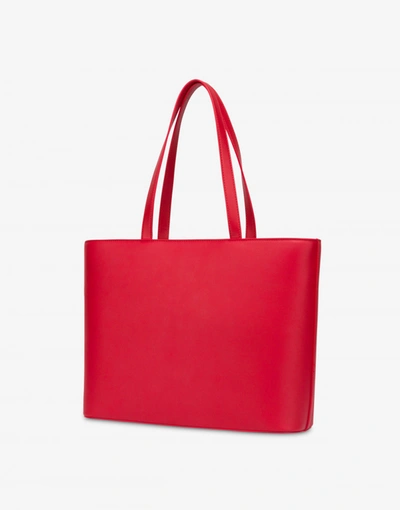 Shop Love Moschino Shiny Padded Heart Shopper In Red