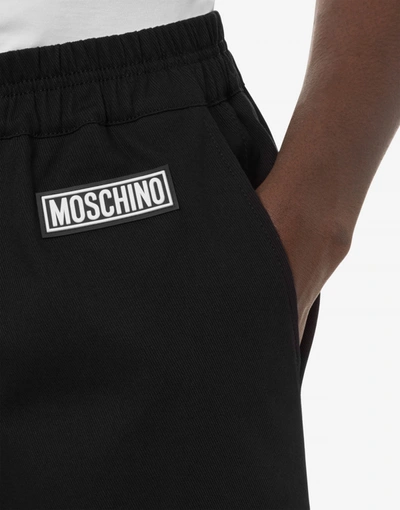 Shop Moschino Cotton Gabardine Jogging Rubber Logo In Black