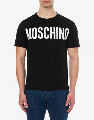 Shop Moschino Stretch Jersey T-shirt With Logo In Pink