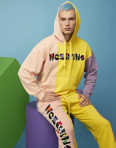 Shop Moschino Color Block Sweatshirt Geometric Logo In Multicoloured