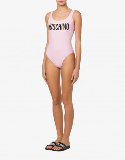 Shop Moschino One-piece Swimsuit With Logo In Pink