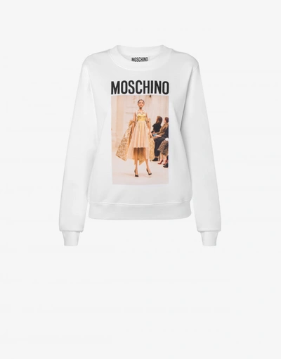 Shop Moschino Cotton Sweatshirt No Strings Attached In White