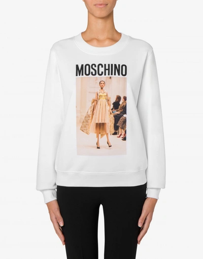 Shop Moschino Cotton Sweatshirt No Strings Attached In White