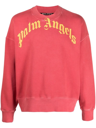 Shop Palm Angels Vintage Wash Logo-print Sweatshirt In Red