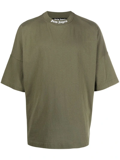 Shop Palm Angels Logo-print T-shirt In Green