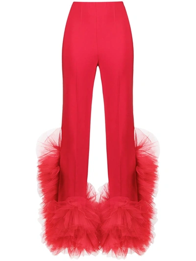 Shop Loulou Mesh-detail Trousers In Red