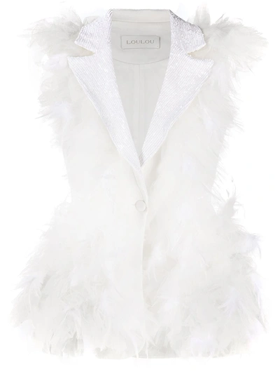 Shop Loulou Feather-embellished Gilet In White