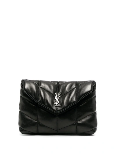 Shop Saint Laurent Small Loulou Puffer Clutch In Black
