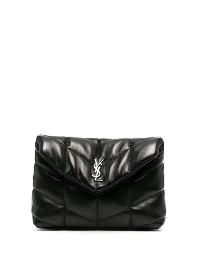 Saint Laurent Loulou Puffer Small Quilted Leather Clutch In Black