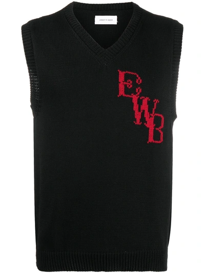 Shop Ernest W. Baker Knitted Logo Vest Top In Black