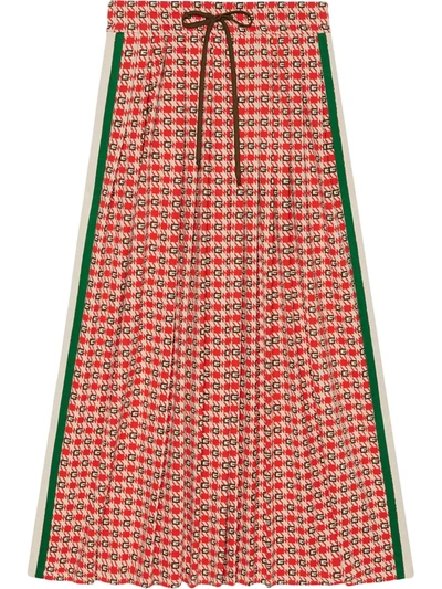 Shop Gucci G Geometric-jacquard Skirt In Red