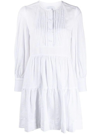 Shop Dondup Pleated-bib Cotton Dress In White