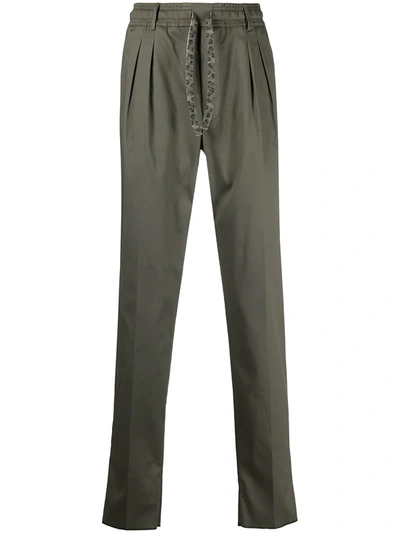 Shop Gabriele Pasini Drawstring-waist Straight-leg Trousers In Green