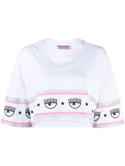 Shop Chiara Ferragni Cropped Logo-tape T-shirt In White