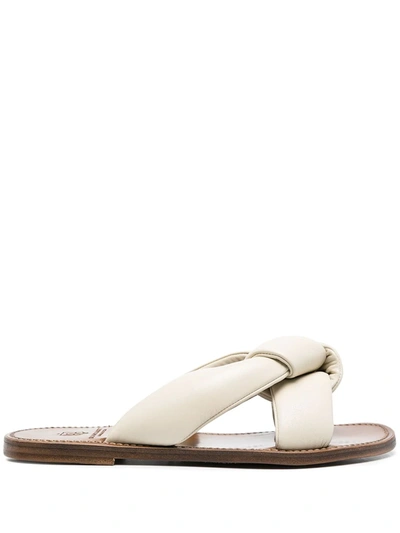 Shop Silvano Sassetti Crossover-strap Leather Sandals In Neutrals