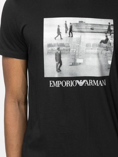 Shop Emporio Armani Printed Cotton T-shirt In Black