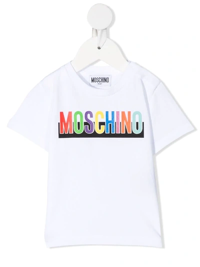 Shop Moschino Logo-print Slim-fit T-shirt In 白色