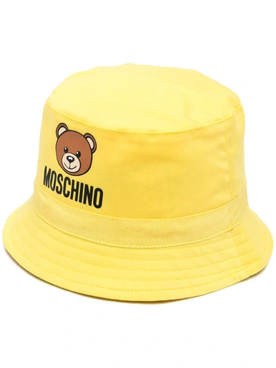 Shop Moschino Toy Bear Hat In Yellow