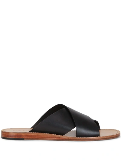 Shop Dolce & Gabbana Cross-strap Leather Sandals In Black