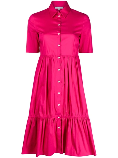Shop Patrizia Pepe Gathered Detail Shirt Dress In Pink