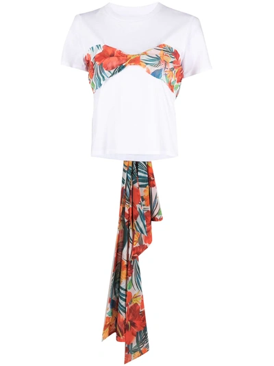 Shop Patrizia Pepe Bandeau Effect T-shirt In White