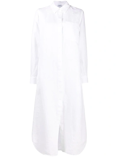 Shop Aspesi Long Linen Shirt Dress In White