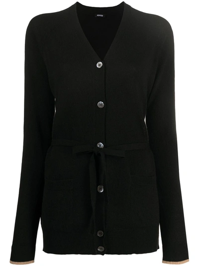 Shop Aspesi V-neck Belted Cardigan In Black