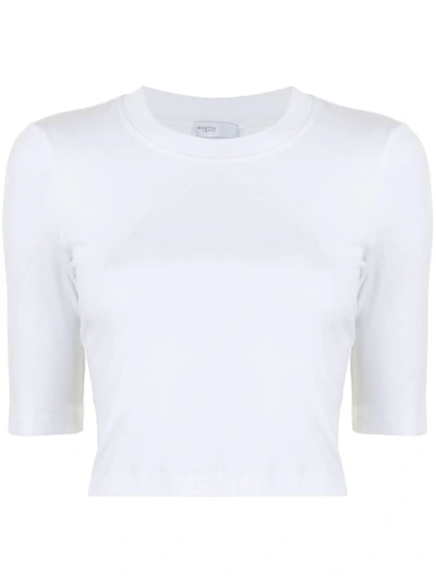 Shop Rosetta Getty 3/4 Sleeve Cotton T-shirt In White