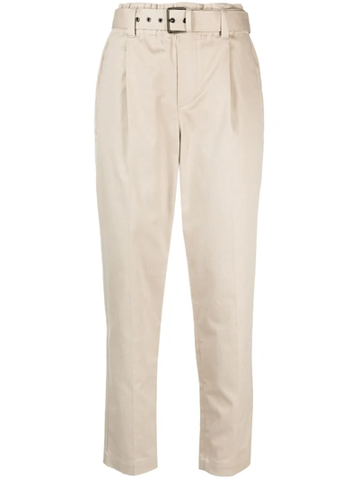 Shop Brunello Cucinelli Belted Tailored Trousers In Neutrals