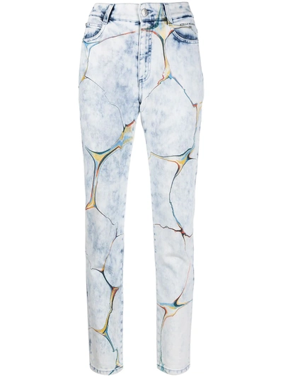 Shop Stella Mccartney Marbled-pattern Straight-leg Jeans In Blue