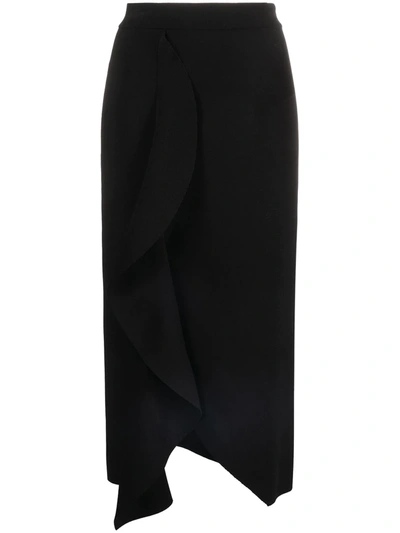 Shop Alexander Mcqueen Draped High-waisted Pencil Skirt In Black