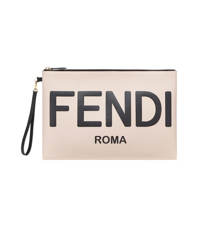 Shop Fendi Roma Large Flat Pouch In Neutral