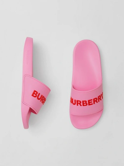 Burberry Logo-detail Slip-on Slides In Bubblegum Pink