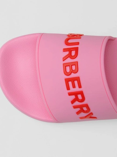 Burberry Logo-detail Slip-on Slides In Bubblegum Pink