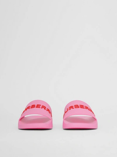 Burberry Logo-detail Slip-on Slides In Bubblegum Pink