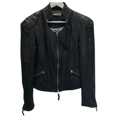 Pre-owned Dna Leather Biker Jacket In Black
