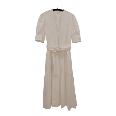 Pre-owned Rebecca Vallance Linen Mid-length Dress In White