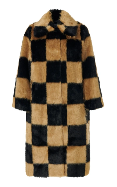 Shop Stand Studio Women's Nino Checkered Faux Fur Trench Coat In Multi