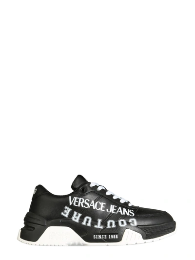 Shop Versace Jeans Couture Sneakers With Logo In Nero
