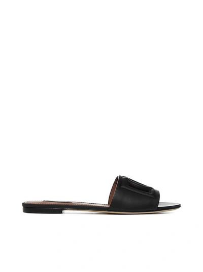 Dolce & Gabbana Dg Millennials Slide Sandals With Logo In Nero